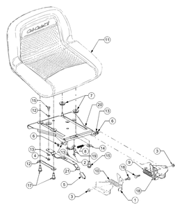 Adjustable Seat Diagram and Parts List for LT1024 13AR11CP710-13AR11CP712 Cub Cadet Lawn Tractor